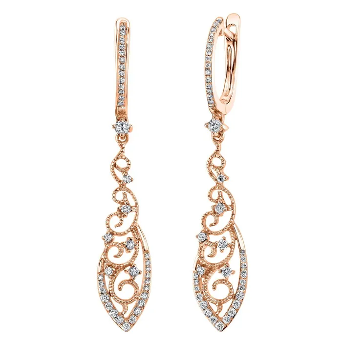 TVON 14K 050cttw VS White Diamond Lace Drop Earrings Earrings