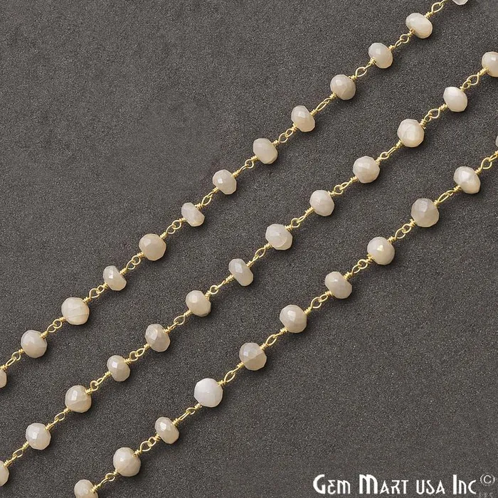 White Monalisa Coated Beads 56mm Gold Plated Wire Wrapped Gemstone Rosary Chain GemmartUSA Necklaces White Monalisa Coated Beads 56mm Gold Plated Wire Wrapped Gemstone Rosary Chain GemmartUSA Necklaces