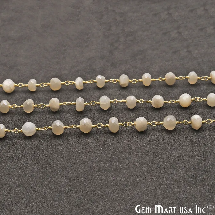 White Monalisa Coated Beads 56mm Gold Plated Wire Wrapped Gemstone Rosary Chain GemmartUSA Necklaces White Monalisa Coated Beads 56mm Gold Plated Wire Wrapped Gemstone Rosary Chain GemmartUSA Necklaces