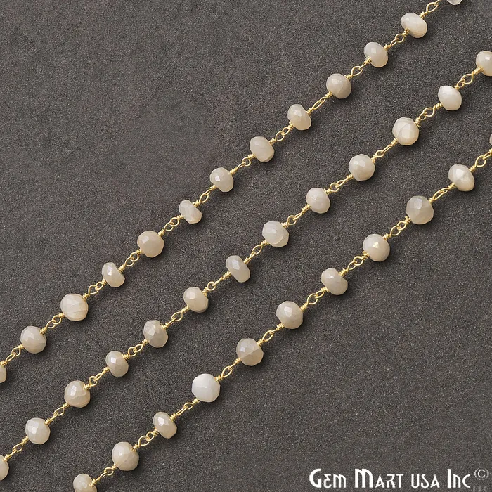White Monalisa Coated Beads 56mm Gold Plated Wire Wrapped Gemstone Rosary Chain GemmartUSA Necklaces White Monalisa Coated Beads 56mm Gold Plated Wire Wrapped Gemstone Rosary Chain GemmartUSA Necklaces