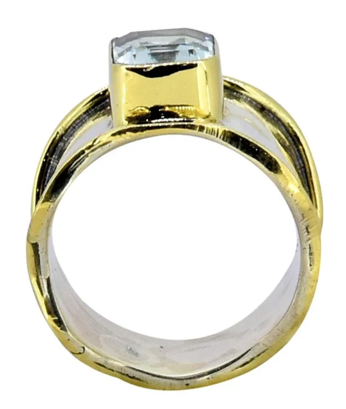 YoTreasure Blue Topaz Solid 925 Sterling Silver Brass Gemstone Ring Rings