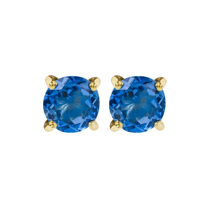 YoTreasure Earrings 2 Ct London Blue Topaz Solid 10k Yellow Gold Stud Earrings YoTreasure Earrings 2 Ct London Blue Topaz Solid 10k Yellow Gold Stud Earrings