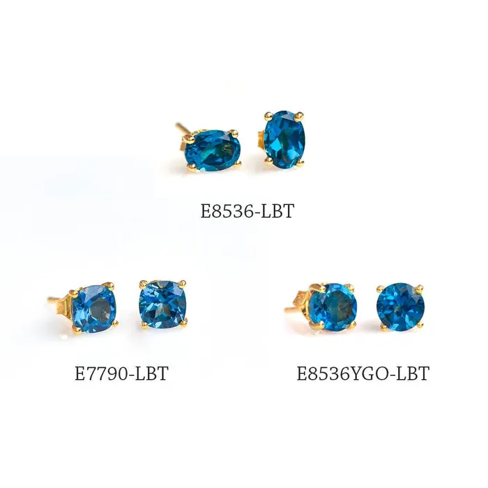 YoTreasure Earrings 2 Ct London Blue Topaz Solid 10k Yellow Gold Stud Earrings YoTreasure Earrings 2 Ct London Blue Topaz Solid 10k Yellow Gold Stud Earrings