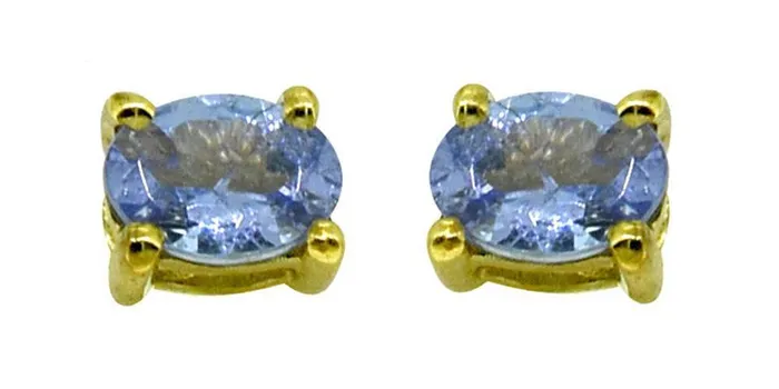 YoTreasure Earrings Blue Tanzanite Stud Earrings 925 Sterling Silver Gold Plated Jewelry