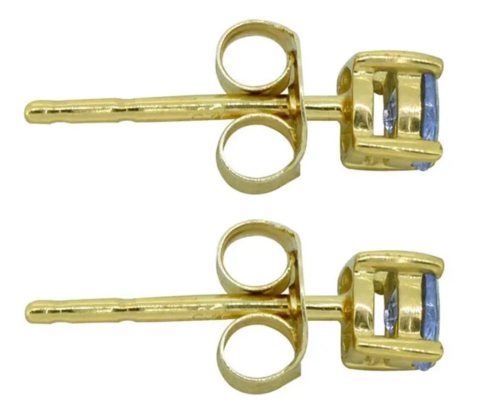 YoTreasure Earrings Blue Tanzanite Stud Earrings 925 Sterling Silver Gold Plated Jewelry