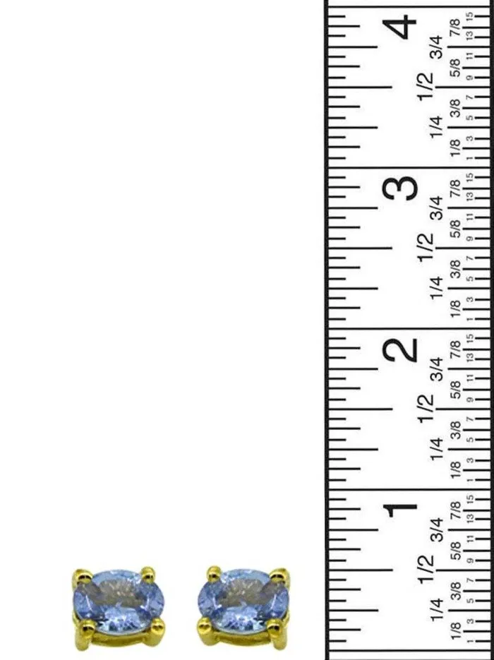 YoTreasure Earrings Blue Tanzanite Stud Earrings 925 Sterling Silver Gold Plated Jewelry