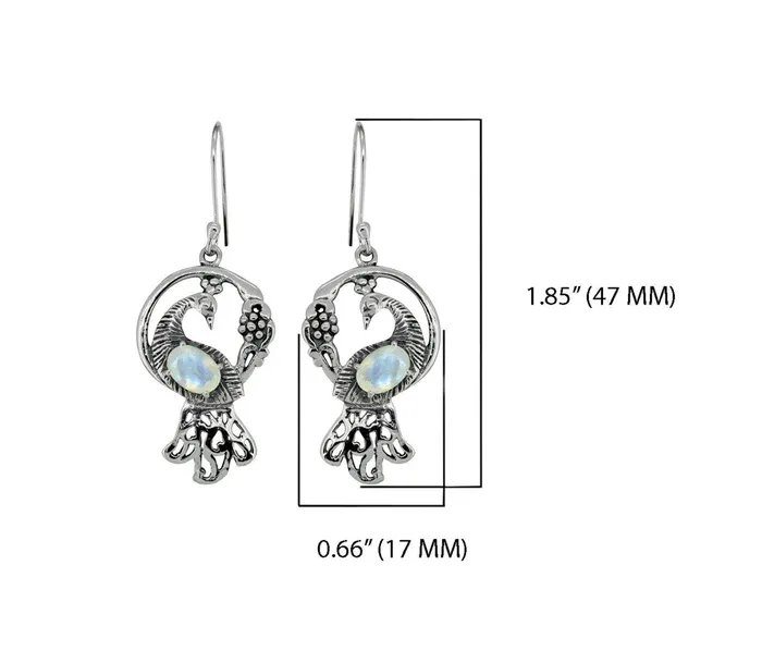 YoTreasure Earrings Moonstone Solid 925 Sterling Silver Peacock Earrings