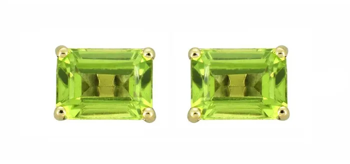 YoTreasure Earrings Natural Peridot Solid 10K Yellow Gold Stud Earrings YoTreasure Earrings Natural Peridot Solid 10K Yellow Gold Stud Earrings