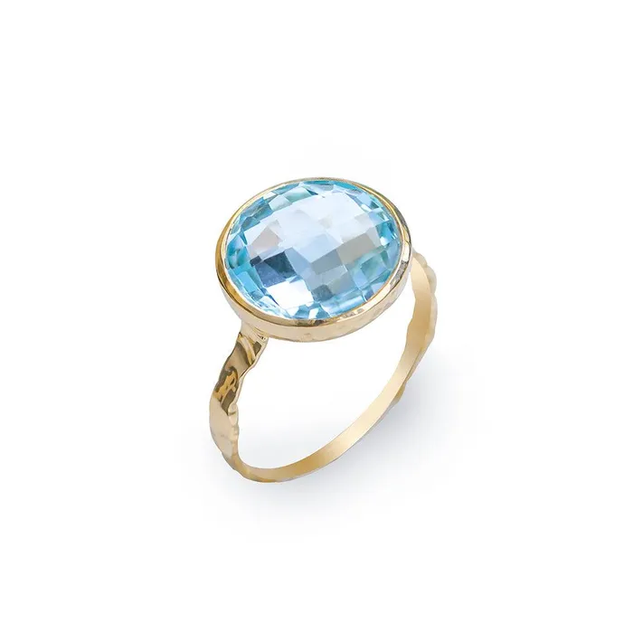 YoTreasure Rings 738 Ct Sky Blue Topaz Solid 10k Yellow Gold Ring Jewelry