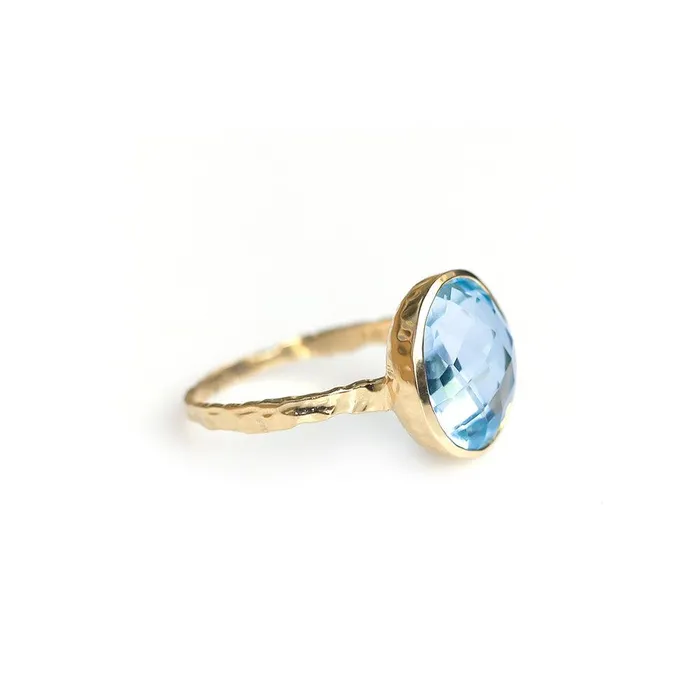 YoTreasure Rings 738 Ct Sky Blue Topaz Solid 10k Yellow Gold Ring Jewelry
