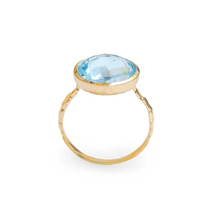 YoTreasure Rings 738 Ct Sky Blue Topaz Solid 10k Yellow Gold Ring Jewelry