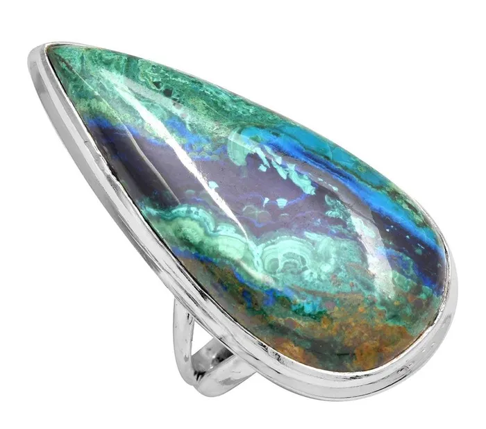 YoTreasure Rings Azurite Malachite 925 Sterling Silver Rings Silver Jewelry YoTreasure Rings Azurite Malachite 925 Sterling Silver Rings Silver Jewelry
