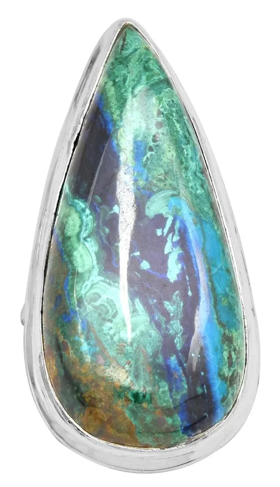 YoTreasure Rings Azurite Malachite 925 Sterling Silver Rings Silver Jewelry