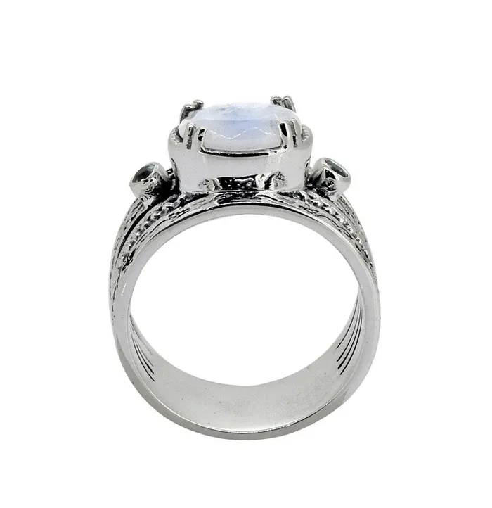 YoTreasure Rings Moonstone London Blue Topaz Solid 925 Sterling Silver Ring