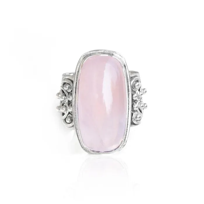 YoTreasure Rings Rose Quartz Solid 925 Sterling Silver Ring Jewelry