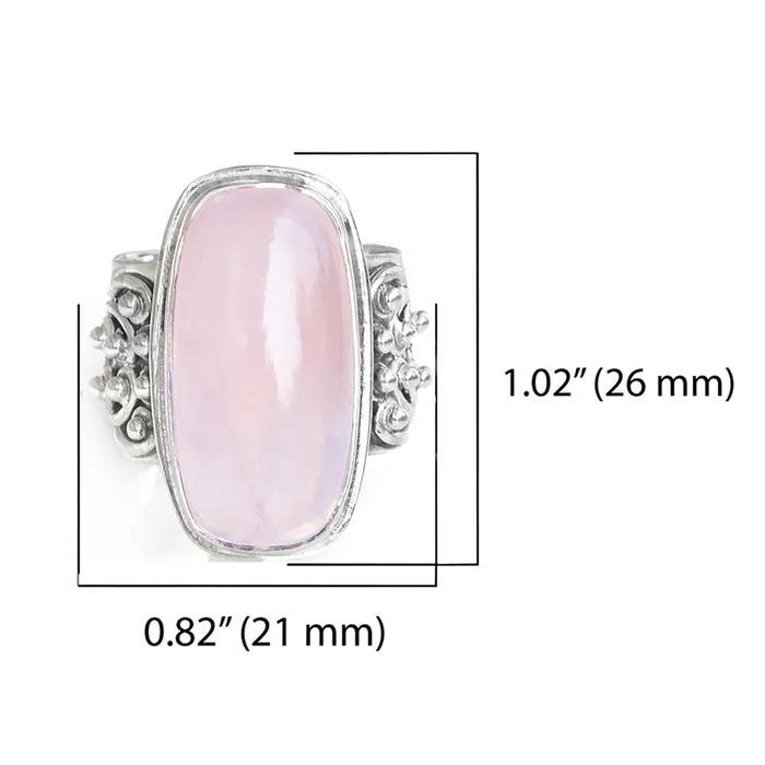 YoTreasure Rings Rose Quartz Solid 925 Sterling Silver Ring Jewelry