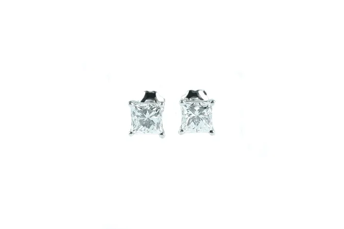 142 ctw Princess Cut Diamond Stud Earrings Crown Jewels Coin Earrings