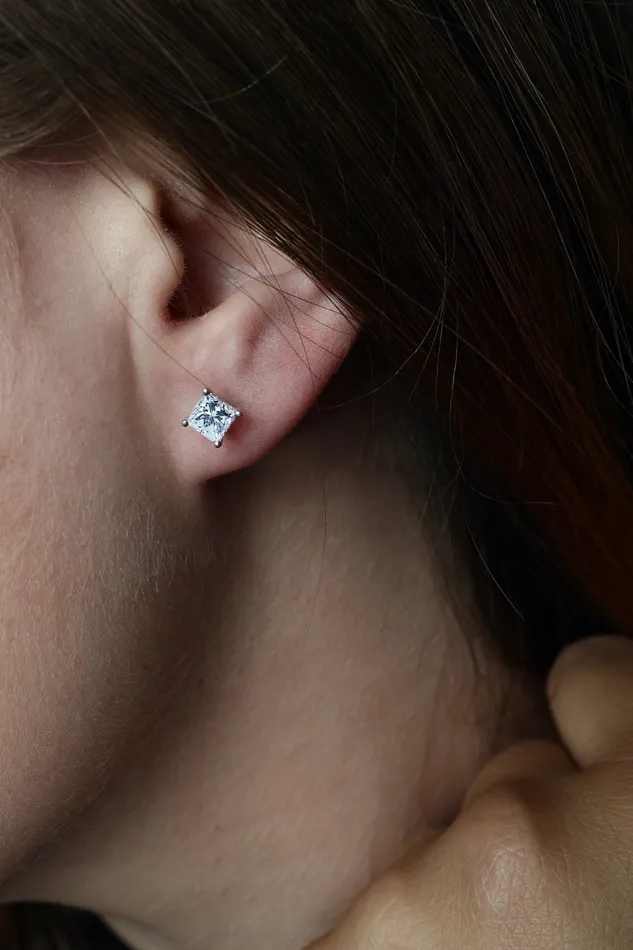 142 ctw Princess Cut Diamond Stud Earrings Crown Jewels Coin Earrings