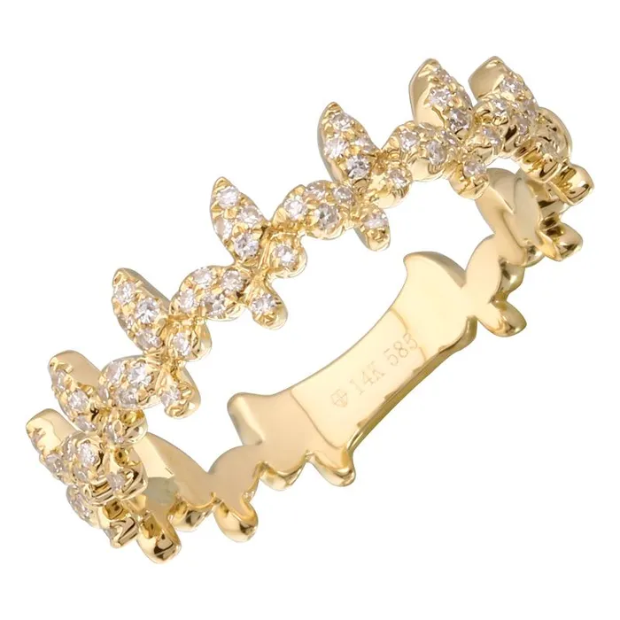 14K Gold Butterflies Micro Pave Diamond Ring Izakov Diamonds Fine Jewelry Rings 14K Gold Butterflies Micro Pave Diamond Ring Izakov Diamonds Fine Jewelry Rings