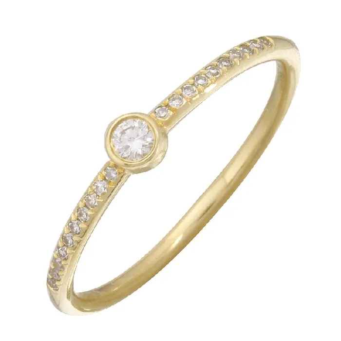 14K Gold Micro Pave Diamond Bezel Ring Izakov Diamonds Fine Jewelry Rings