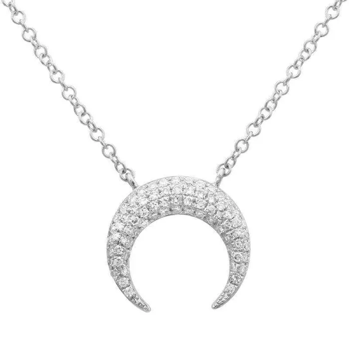 14K Gold Micro Pave Diamond Crescent Horn Necklace Izakov Diamonds Fine Jewelry Necklaces