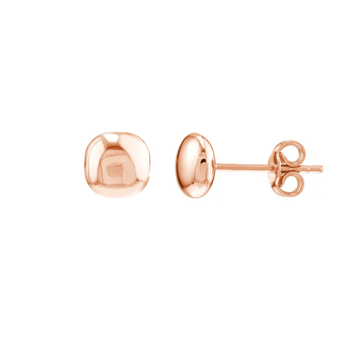 14K Rose Gold 6mm Cushion Stud Style Earrings MIDAS CHAIN Earrings