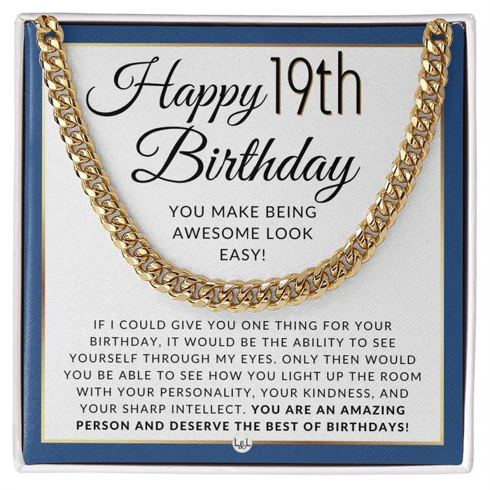 19th Birthday Gift For Him Chain Necklace For 19 Year Old Mans Birthday Great Birthday Gift For Teenage Boy Jewelry For Guys ShineOn Fulfillment Necklaces 19th Birthday Gift For Him Chain Necklace For 19 Year Old Mans Birthday Great Birthday Gift For Teenage Boy Jewelry For Guys ShineOn Fulfillment Necklaces