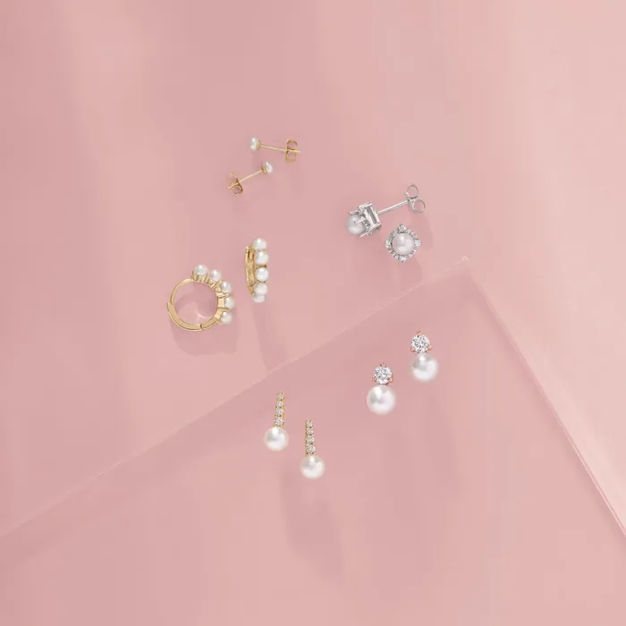 302 Fine Jewelry Earrings Unpretentious Classic Cultured Freshwater Pearl Stud Earrings 3 MM Solid 14K Yellow Gold