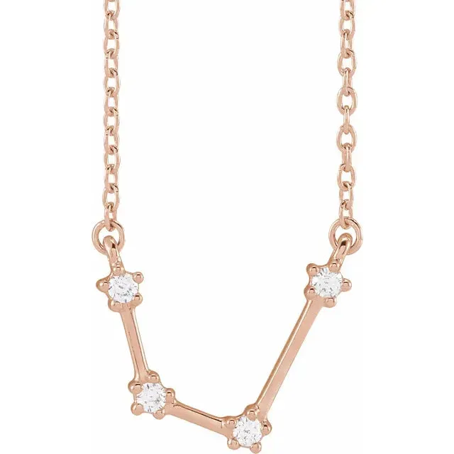 302 Fine Jewelry Necklaces Constellation Zodiac Natural Diamond Adjustable Necklace 14K Yellow White Rose Gold