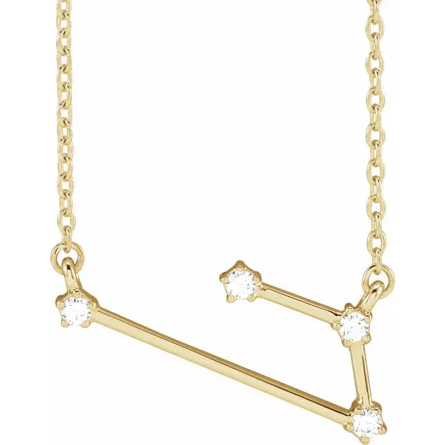302 Fine Jewelry Necklaces Constellation Zodiac Natural Diamond Adjustable Necklace 14K Yellow White Rose Gold