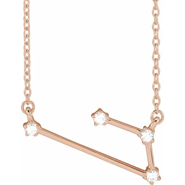 302 Fine Jewelry Necklaces Constellation Zodiac Natural Diamond Adjustable Necklace 14K Yellow White Rose Gold