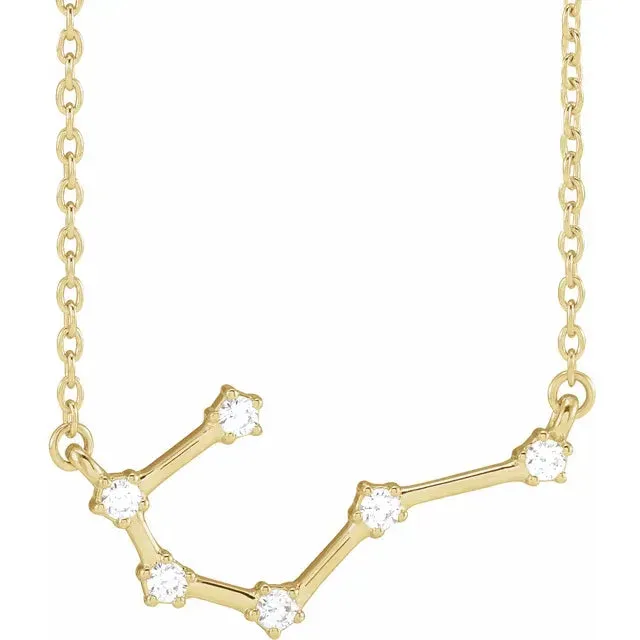 302 Fine Jewelry Necklaces Constellation Zodiac Natural Diamond Adjustable Necklace 14K Yellow White Rose Gold