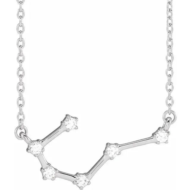 302 Fine Jewelry Necklaces Constellation Zodiac Natural Diamond Adjustable Necklace 14K Yellow White Rose Gold