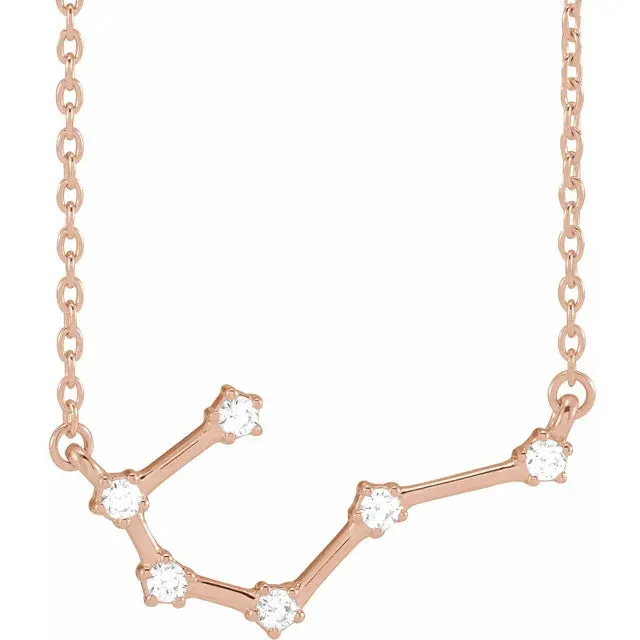 302 Fine Jewelry Necklaces Constellation Zodiac Natural Diamond Adjustable Necklace 14K Yellow White Rose Gold