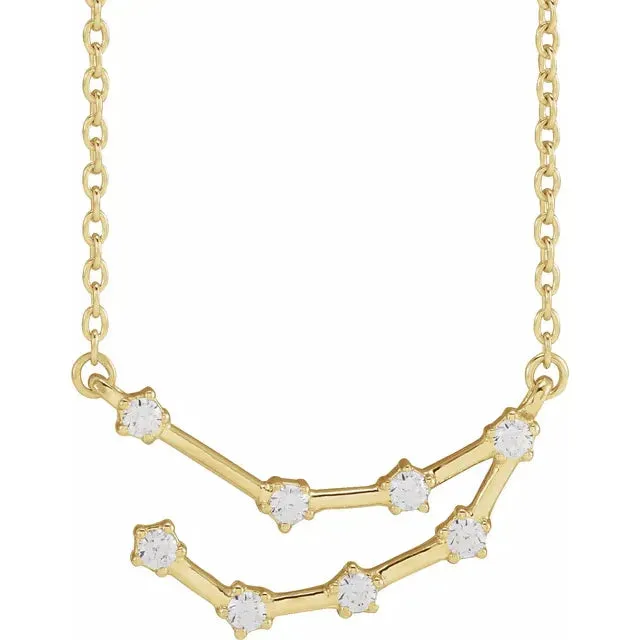 302 Fine Jewelry Necklaces Constellation Zodiac Natural Diamond Adjustable Necklace 14K Yellow White Rose Gold