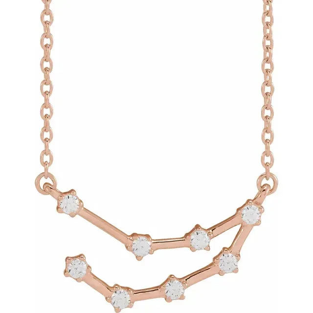 302 Fine Jewelry Necklaces Constellation Zodiac Natural Diamond Adjustable Necklace 14K Yellow White Rose Gold