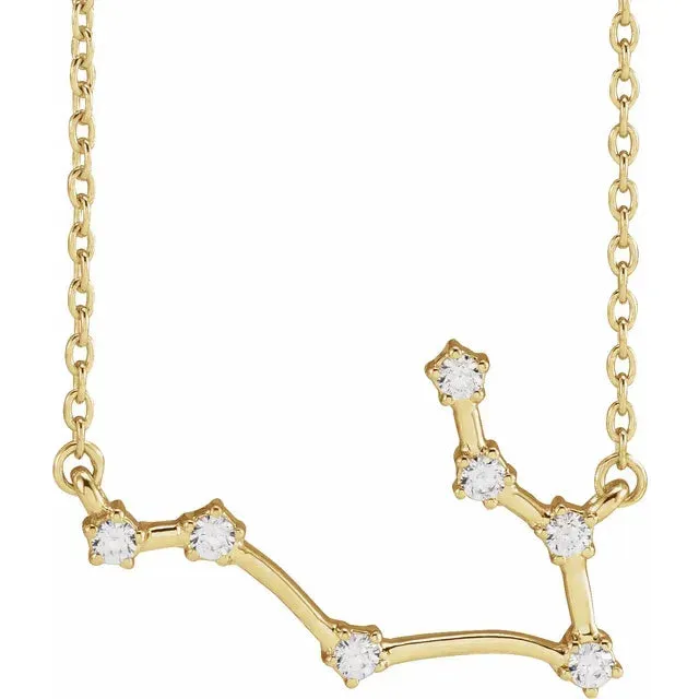 302 Fine Jewelry Necklaces Constellation Zodiac Natural Diamond Adjustable Necklace 14K Yellow White Rose Gold