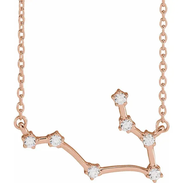 302 Fine Jewelry Necklaces Constellation Zodiac Natural Diamond Adjustable Necklace 14K Yellow White Rose Gold