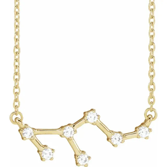 302 Fine Jewelry Necklaces Constellation Zodiac Natural Diamond Adjustable Necklace 14K Yellow White Rose Gold