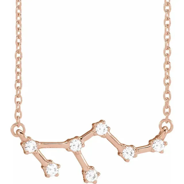 302 Fine Jewelry Necklaces Constellation Zodiac Natural Diamond Adjustable Necklace 14K Yellow White Rose Gold