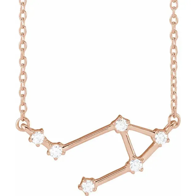 302 Fine Jewelry Necklaces Constellation Zodiac Natural Diamond Adjustable Necklace 14K Yellow White Rose Gold