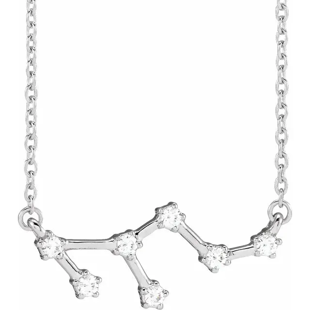 302 Fine Jewelry Necklaces Constellation Zodiac Natural Diamond Adjustable Necklace 14K Yellow White Rose Gold
