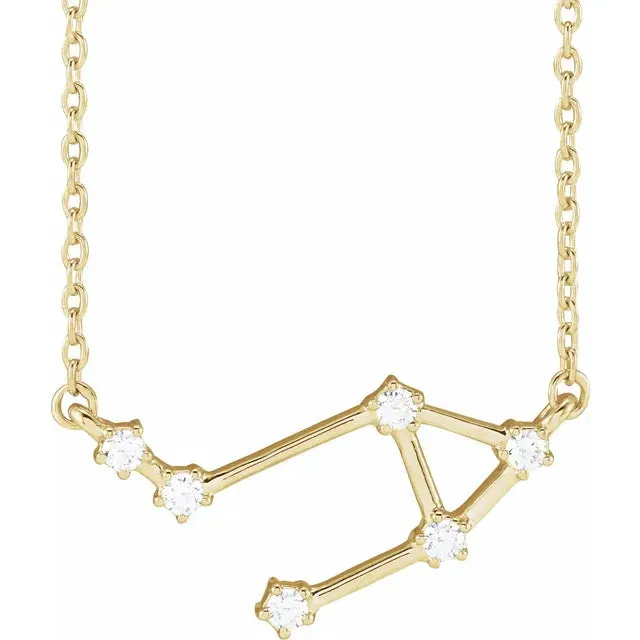 302 Fine Jewelry Necklaces Constellation Zodiac Natural Diamond Adjustable Necklace 14K Yellow White Rose Gold
