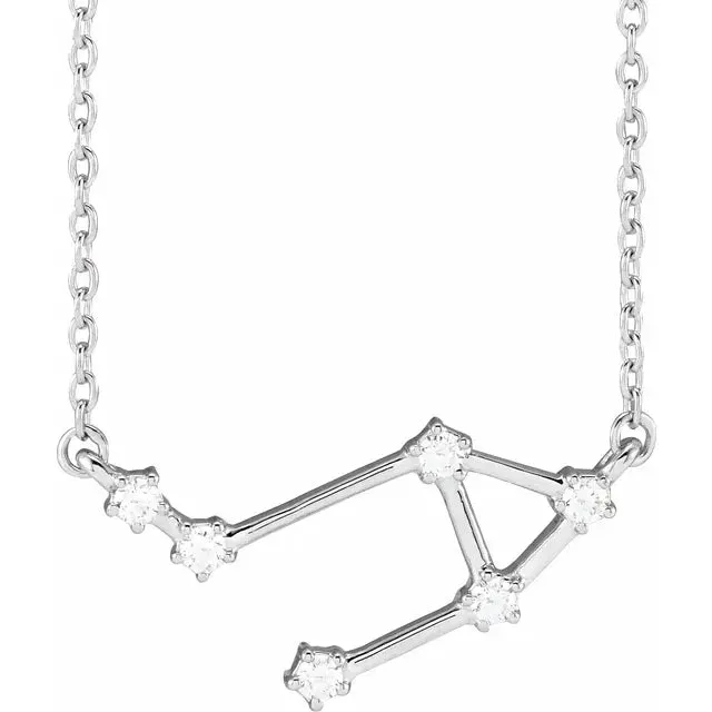 302 Fine Jewelry Necklaces Constellation Zodiac Natural Diamond Adjustable Necklace 14K Yellow White Rose Gold