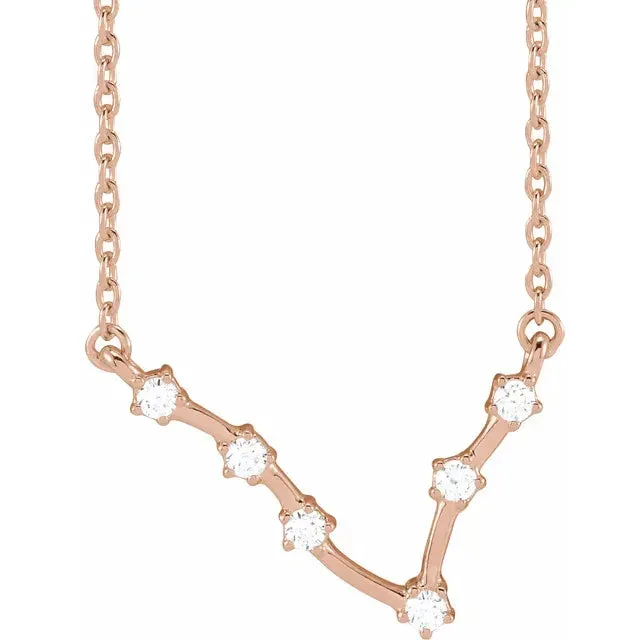 302 Fine Jewelry Necklaces Constellation Zodiac Natural Diamond Adjustable Necklace 14K Yellow White Rose Gold
