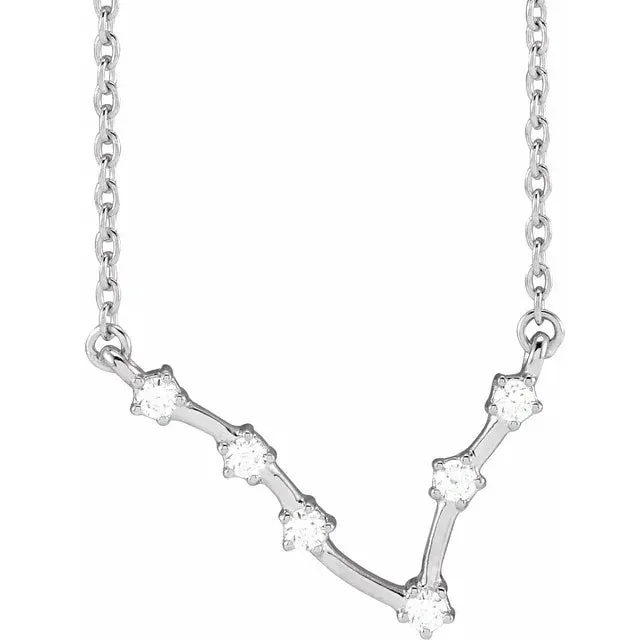 302 Fine Jewelry Necklaces Constellation Zodiac Natural Diamond Adjustable Necklace 14K Yellow White Rose Gold