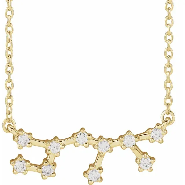 302 Fine Jewelry Necklaces Constellation Zodiac Natural Diamond Adjustable Necklace 14K Yellow White Rose Gold