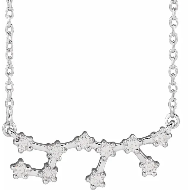302 Fine Jewelry Necklaces Constellation Zodiac Natural Diamond Adjustable Necklace 14K Yellow White Rose Gold