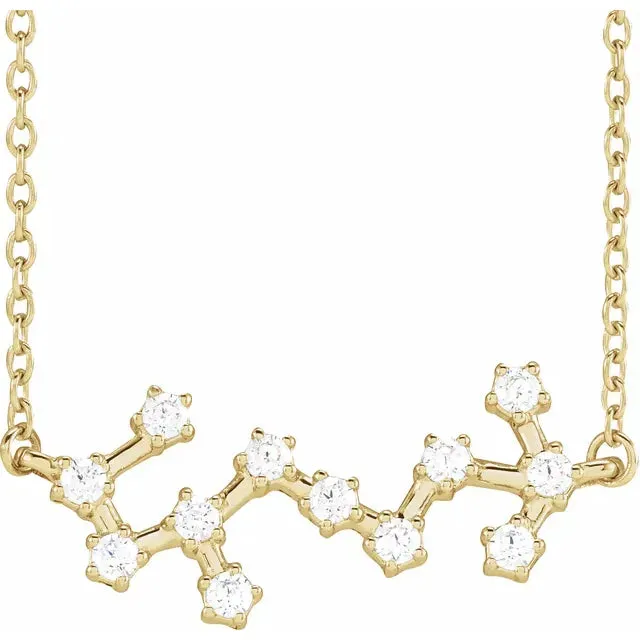 302 Fine Jewelry Necklaces Constellation Zodiac Natural Diamond Adjustable Necklace 14K Yellow White Rose Gold