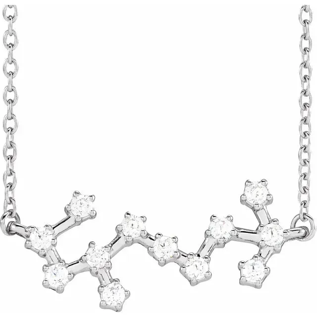 302 Fine Jewelry Necklaces Constellation Zodiac Natural Diamond Adjustable Necklace 14K Yellow White Rose Gold